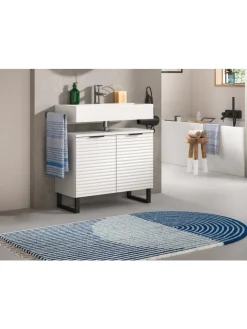 xonox.home Badmöbel<Waschbeckenunterschrank in weiß/weiß - (B) 70 x (H) 59 x (T) 34