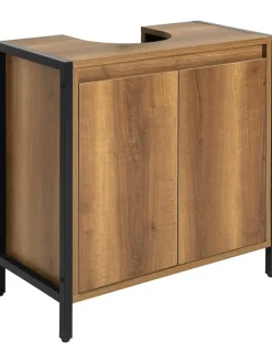SoBuy Badmöbel|Badezimmermöbel<Waschbeckenunterschrank in Braun - (B)60 x (H)60 x (T)30cm