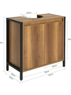 SoBuy Badmöbel|Badezimmermöbel<Waschbeckenunterschrank in Braun - (B)60 x (H)60 x (T)30cm