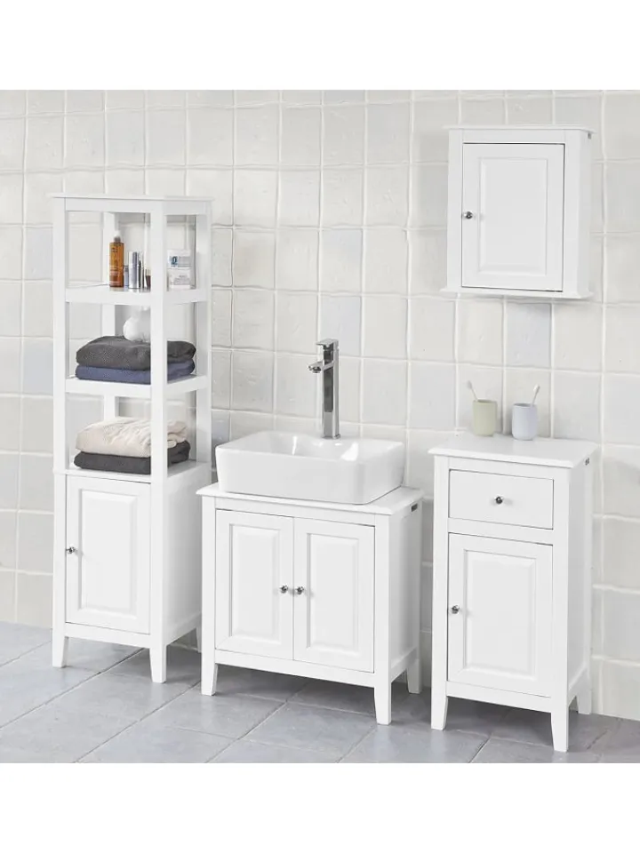 SoBuy Badmöbel<Waschbeckenunterschrank in Weiß - (B)60 x (H)62 x (T)30cm