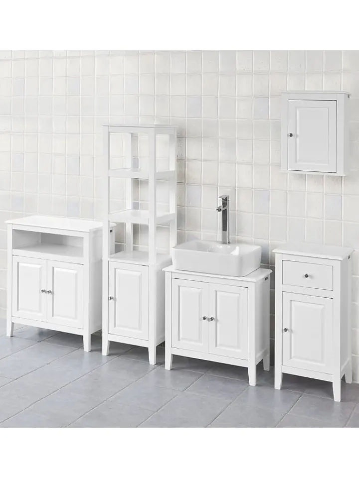 SoBuy Badmöbel<Waschbeckenunterschrank in Weiß - (B)60 x (H)62 x (T)30cm