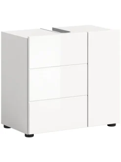 xonox.home Badezimmermöbel<Waschbeckenunterschrank in weiß/weiß hochglanz - (B) 60 x (H) 56 x (T) 32