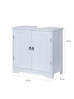 relaxdays Badmöbel<Waschbeckenunterschrank in Weiß - (B)60 x (H)60 x (T)30 cm