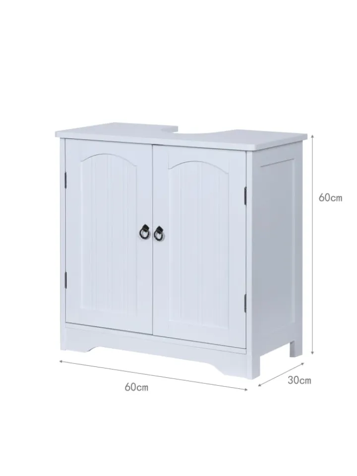 relaxdays Badmöbel<Waschbeckenunterschrank in Weiß - (B)60 x (H)60 x (T)30 cm