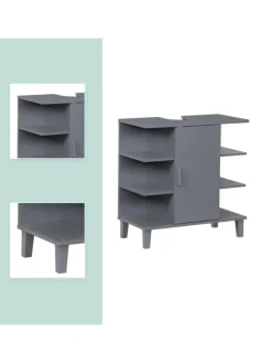 relaxdays Badmöbel<Waschbeckenunterschrank in Grau - (B)64 x (H)65 x (T)31 cm