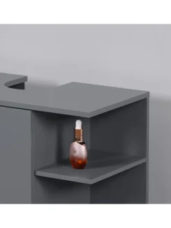 relaxdays Badmöbel<Waschbeckenunterschrank in Grau - (B)64 x (H)65 x (T)31 cm