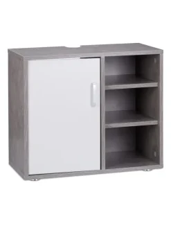 relaxdays Badmöbel<Waschbeckenunterschrank in Grau - (B)60 x (H)51 x (T)32 cm
