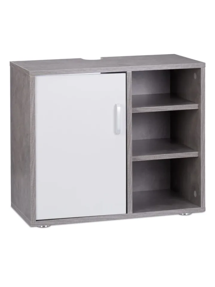 relaxdays Badmöbel<Waschbeckenunterschrank in Grau - (B)60 x (H)51 x (T)32 cm
