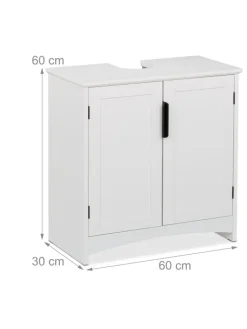 relaxdays Badmöbel|Badezimmermöbel<Waschbeckenunterschrank in Weiß - (B)60 x (H)60 x (T)30 cm