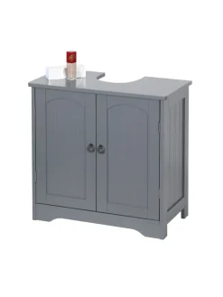 relaxdays Badezimmermöbel<Waschbeckenunterschrank in Grau - (B)60 x (H)60 x (T)30 cm