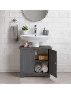 relaxdays Badezimmermöbel<Waschbeckenunterschrank in Grau - (B)60 x (H)60 x (T)30 cm