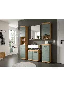 xonox.home Badezimmermöbel<Waschbeckenunterschrank in Artisan Eiche/Salbei - (B) 60 x (H) 56 x (T) 34