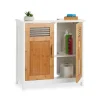 relaxdays Badmöbel<Waschbeckenunterschrank in Natur/Weiß - (B)60 x (H)60 x (T)30 cm