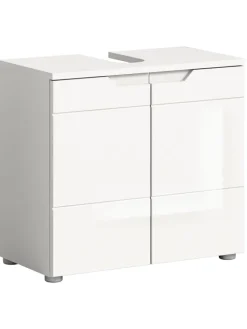 xonox.home Badmöbel|Badezimmermöbel<Waschbeckenunterschrank in weiß/weiß hochglanz - (B) 63 x (H) 59 x (T) 34