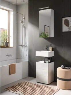 xonox.home Badmöbel|Badezimmermöbel<Waschbeckenunterschrank in weiß/weiß hochglanz - (B) 38 x (H) 56 x (T) 34