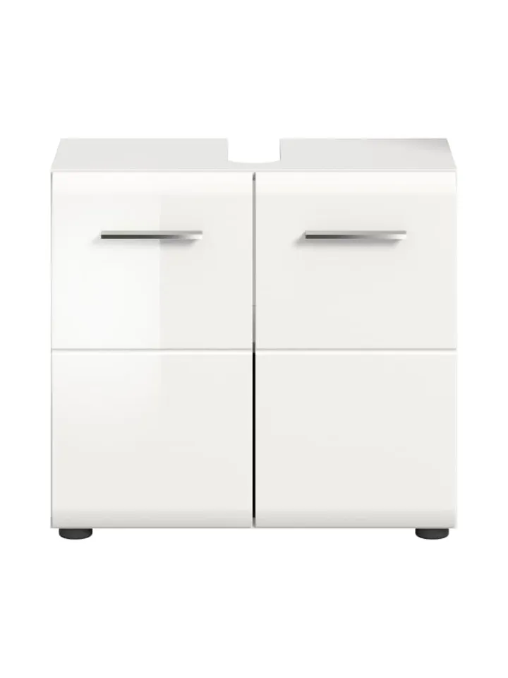 xonox.home Badmöbel|Badezimmermöbel<Waschbeckenunterschrank in Weiß/Weiß Hochglanz - (B) 60 x (H) 54 x (T) 30