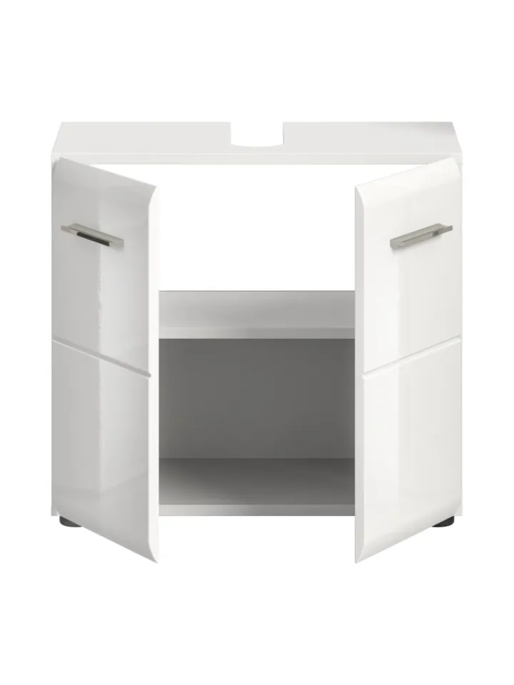 xonox.home Badmöbel|Badezimmermöbel<Waschbeckenunterschrank in Weiß/Weiß Hochglanz - (B) 60 x (H) 54 x (T) 30