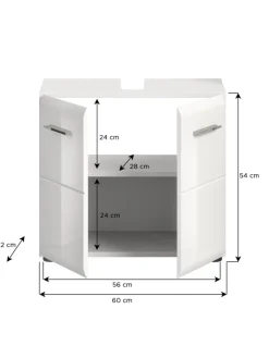xonox.home Badmöbel|Badezimmermöbel<Waschbeckenunterschrank in Weiß/Weiß Hochglanz - (B) 60 x (H) 54 x (T) 30