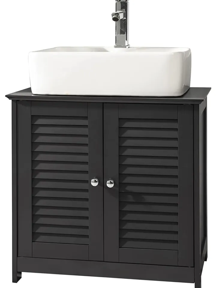 SoBuy Badmöbel<Waschbeckenunterschrank in Dunkelgrau - (B)60 x (H)58 x (T)35cm