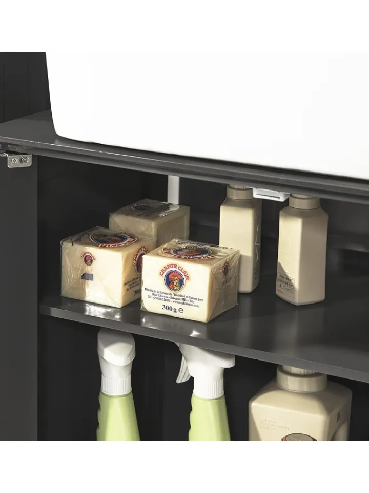 SoBuy Badmöbel<Waschbeckenunterschrank in Dunkelgrau - (B)60 x (H)58 x (T)35cm
