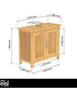 Schütte Badmöbel|Badezimmermöbel<Waschbeckenunterschrank in Hellbraun - (B)67 x (H)60 x (T)28 cm