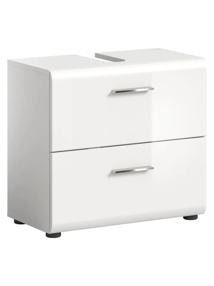 xonox.home Badezimmermöbel|Badmöbel<Waschbeckenunterschrank in Weiß/Weiß Hochglanz - (B) 60 x (H) 54 x (T) 30