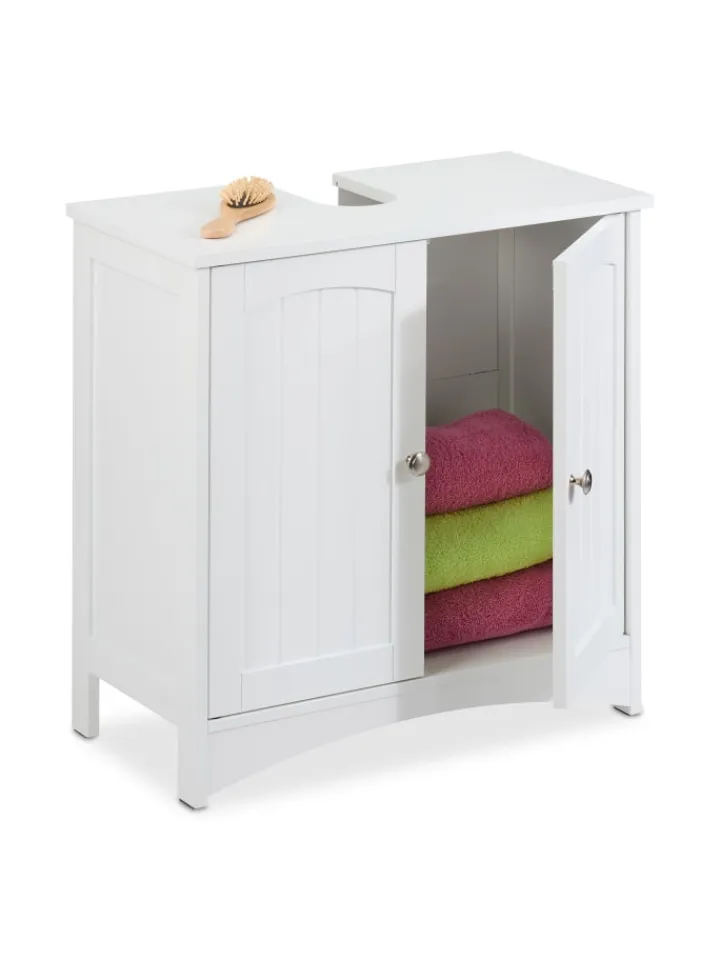 relaxdays Badmöbel|Badezimmermöbel<Waschbeckenunterschrank in Weiß - (B)60 x (H)60 x (T)31 cm