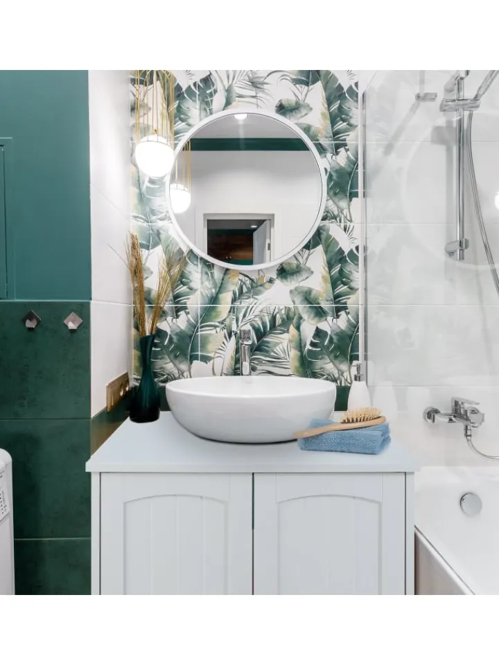 relaxdays Badmöbel|Badezimmermöbel<Waschbeckenunterschrank in Weiß - (B)60 x (H)60 x (T)31 cm