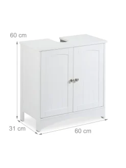 relaxdays Badmöbel|Badezimmermöbel<Waschbeckenunterschrank in Weiß - (B)60 x (H)60 x (T)31 cm