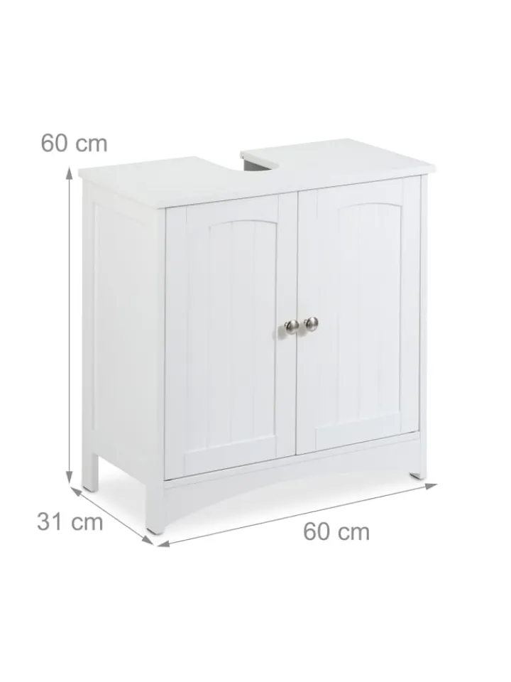 relaxdays Badmöbel|Badezimmermöbel<Waschbeckenunterschrank in Weiß - (B)60 x (H)60 x (T)31 cm