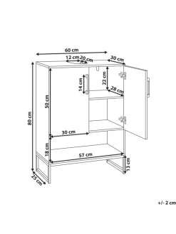 Beliani Badezimmermöbel<Waschbeckenunterschrank MISCANTI in Braun/Schwarz - (W) 60 x (H) 80 x (L) 30 cm