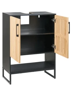 Beliani Badezimmermöbel<Waschbeckenunterschrank MISCANTI in Braun/Schwarz - (W) 60 x (H) 80 x (L) 30 cm