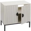 MCW Badezimmermöbel<Waschbeckenunterschrank O42 mit 2 Türen, Holzoptik beige