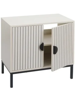 MCW Badezimmermöbel<Waschbeckenunterschrank O42 mit 2 Türen, Holzoptik beige