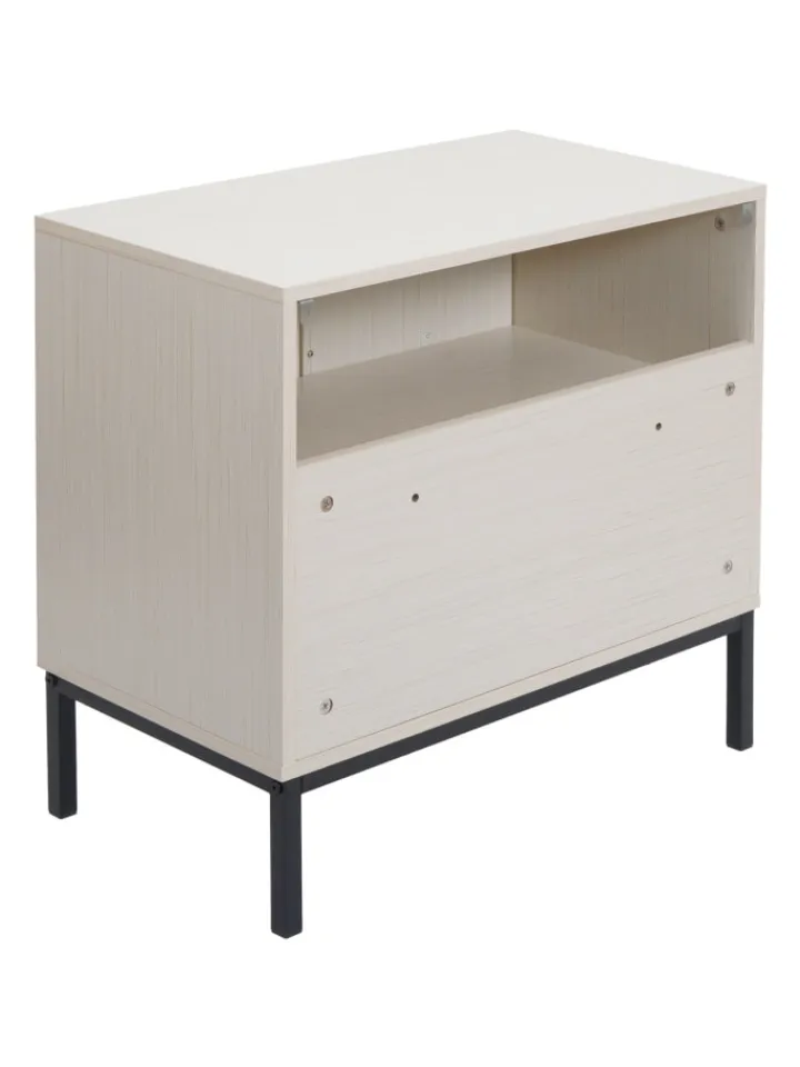 MCW Badezimmermöbel<Waschbeckenunterschrank O42 mit 2 Türen, Holzoptik beige