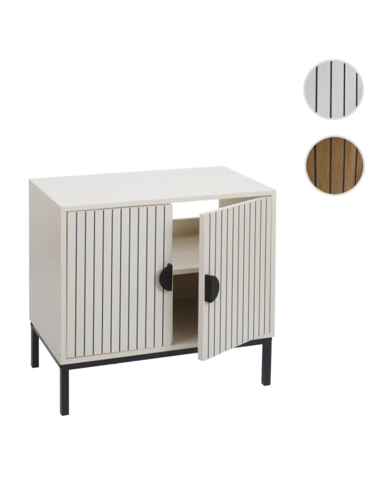 MCW Badezimmermöbel<Waschbeckenunterschrank O42 mit 2 Türen, Holzoptik beige