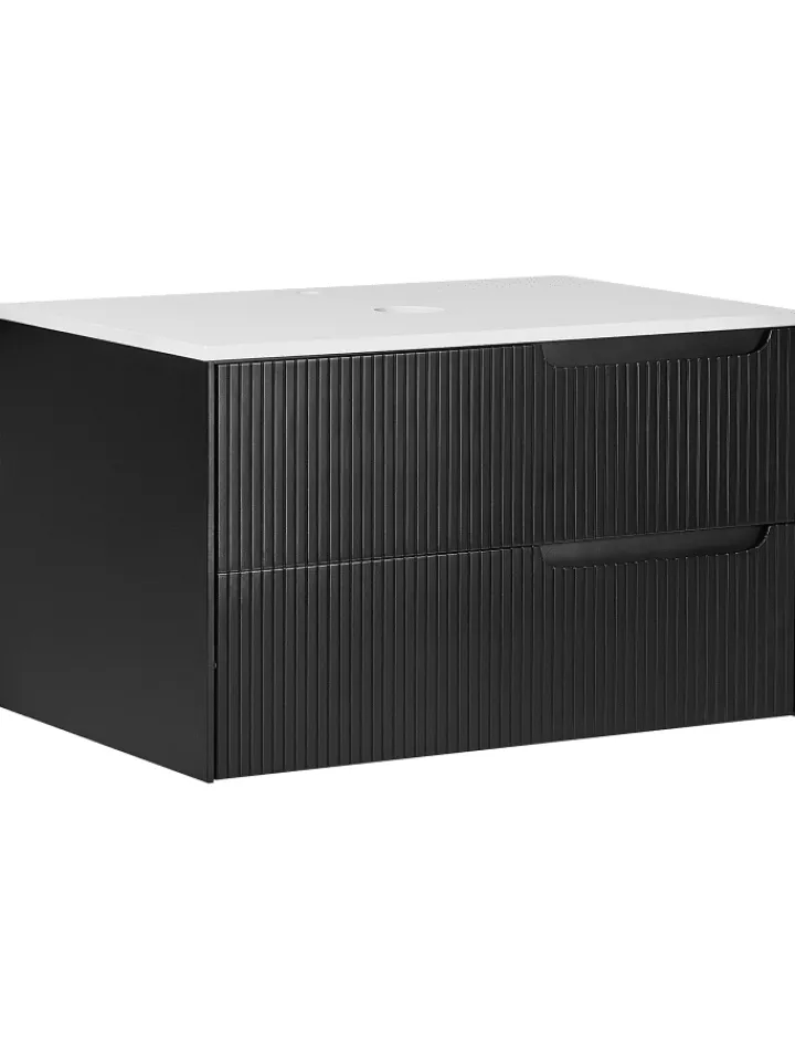Beliani Badezimmermöbel|Badmöbel<Waschbeckenunterschrank QUINTELA in Schwarz/Weiß - (W) 80 x (H) 48 x (L) 52 cm