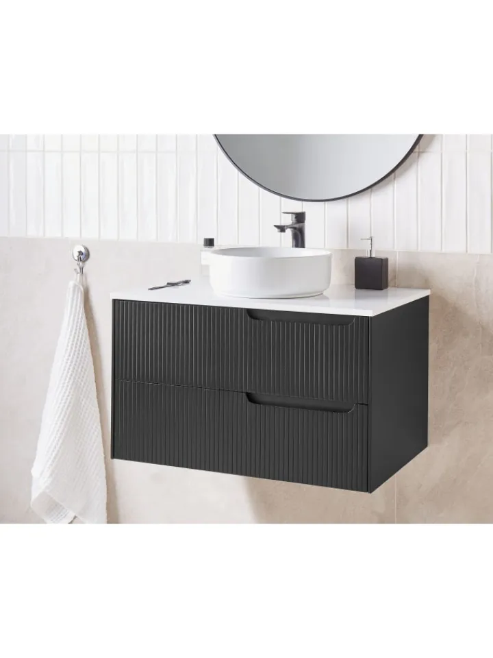 Beliani Badezimmermöbel|Badmöbel<Waschbeckenunterschrank QUINTELA in Schwarz/Weiß - (W) 80 x (H) 48 x (L) 52 cm