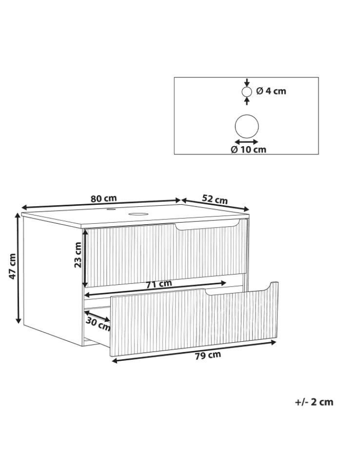 Beliani Badezimmermöbel|Badmöbel<Waschbeckenunterschrank QUINTELA in Schwarz/Weiß - (W) 80 x (H) 48 x (L) 52 cm