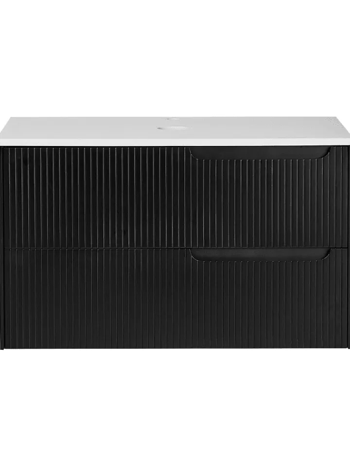 Beliani Badezimmermöbel|Badmöbel<Waschbeckenunterschrank QUINTELA in Schwarz/Weiß - (W) 80 x (H) 48 x (L) 52 cm