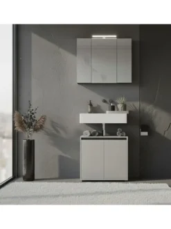 KADIMA DESIGN Badezimmermöbel<Waschbeckenunterschrank Soft-Close, 2 Türen, Made in Germany in Steingrau