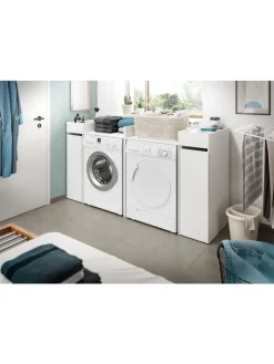 xonox.home Badezimmermöbel<Waschmaschienenumbau in weiß/weiß - (B) 60 x (H) 101 x (T) 60