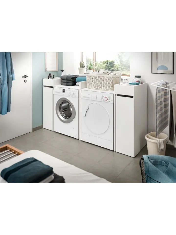 xonox.home Badezimmermöbel<Waschmaschienenumbau in weiß/weiß - (B) 60 x (H) 101 x (T) 60