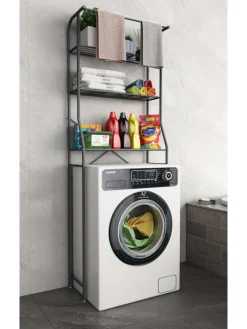 VCM Badezimmermöbel<Waschmaschine Toilette Überbau Schrank Tubas L in Schwarz