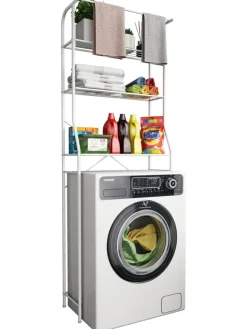 VCM Badezimmermöbel<Waschmaschine Toilette Überbau Schrank Tubas L in Weiß