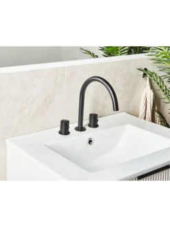 Beliani Badarmaturen<Wasserhähne PILCOMAYO in Schwarz - (W) 4 x (H) 24 x (L) 21 cm