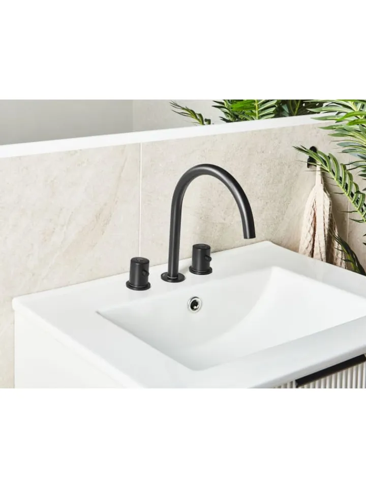 Beliani Badarmaturen<Wasserhähne PILCOMAYO in Schwarz - (W) 4 x (H) 24 x (L) 21 cm