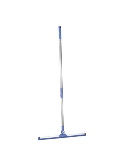 relaxdays Putz- & Waschutensilien<Wasserschieber in Silber/ Blau - (B)52 x (H)84–135 cm