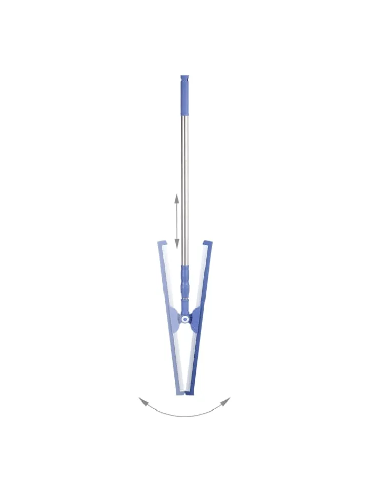 relaxdays Putz- & Waschutensilien<Wasserschieber in Silber/ Blau - (B)52 x (H)84–135 cm