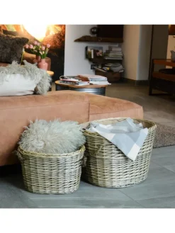 UNUS Hunde<Weidekorb gefüttert mit Seilgriffen in Grau